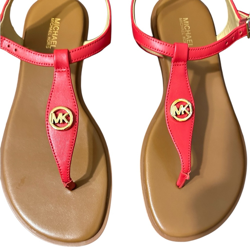 MICHAEL by Michael Kors Women's Red Mallory T-strap Sandals. *NEW*